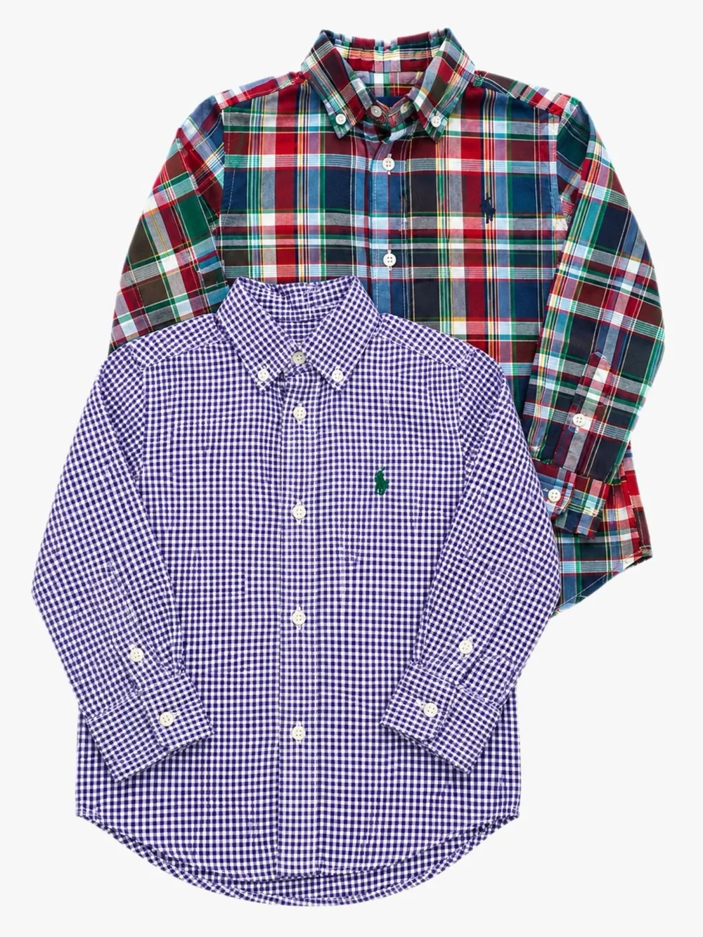 Ralph Lauren Toddler Boys 2T Button Down Shirt Bundle Gingham Plaid Oxford